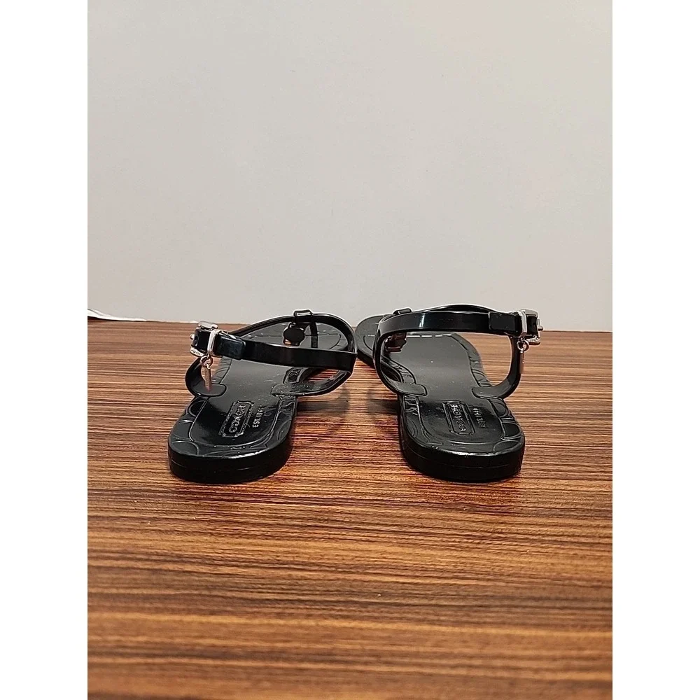 COACH‎ Piccadilly Black Jelly Thong Sandals Size 5B LN